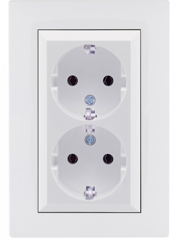 Розетка подвійна із заземленням Makel Rizz IP20 білий 88001082