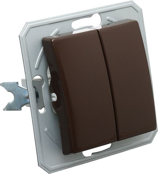 Переключатель проходной двухклавишный TEM Ekonomik без подсветки 10 А 250В шоколадный SE63CBXO-U