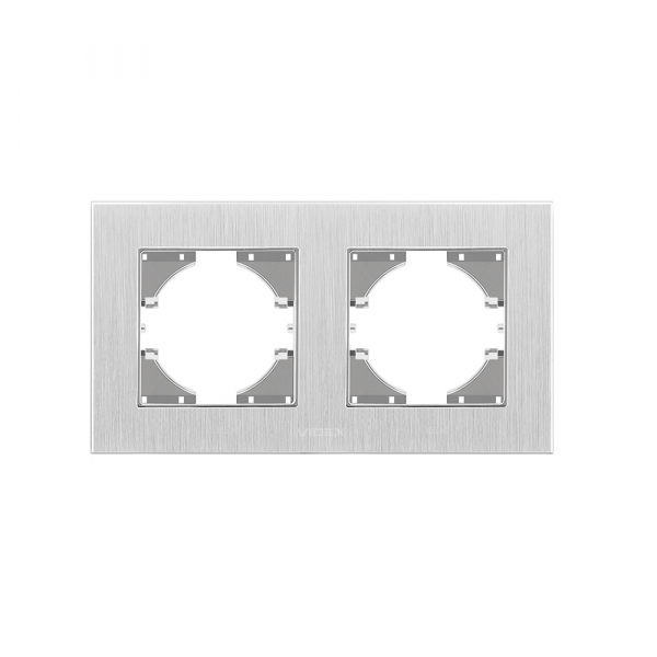 Рамка двухместная Videx Binera горизонтальная серебряный VF-BNFRA2H-SL