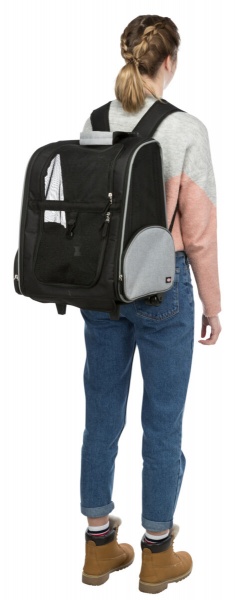Сумка-рюкзак Trixie для собак Trolley з поліестеру чорний із срим до 8 кг (2880) 