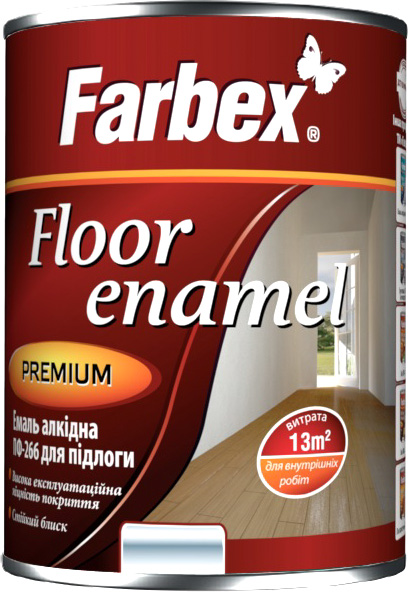 Емаль Farbex алкідна ПФ-266 серый глянець 0,9кг