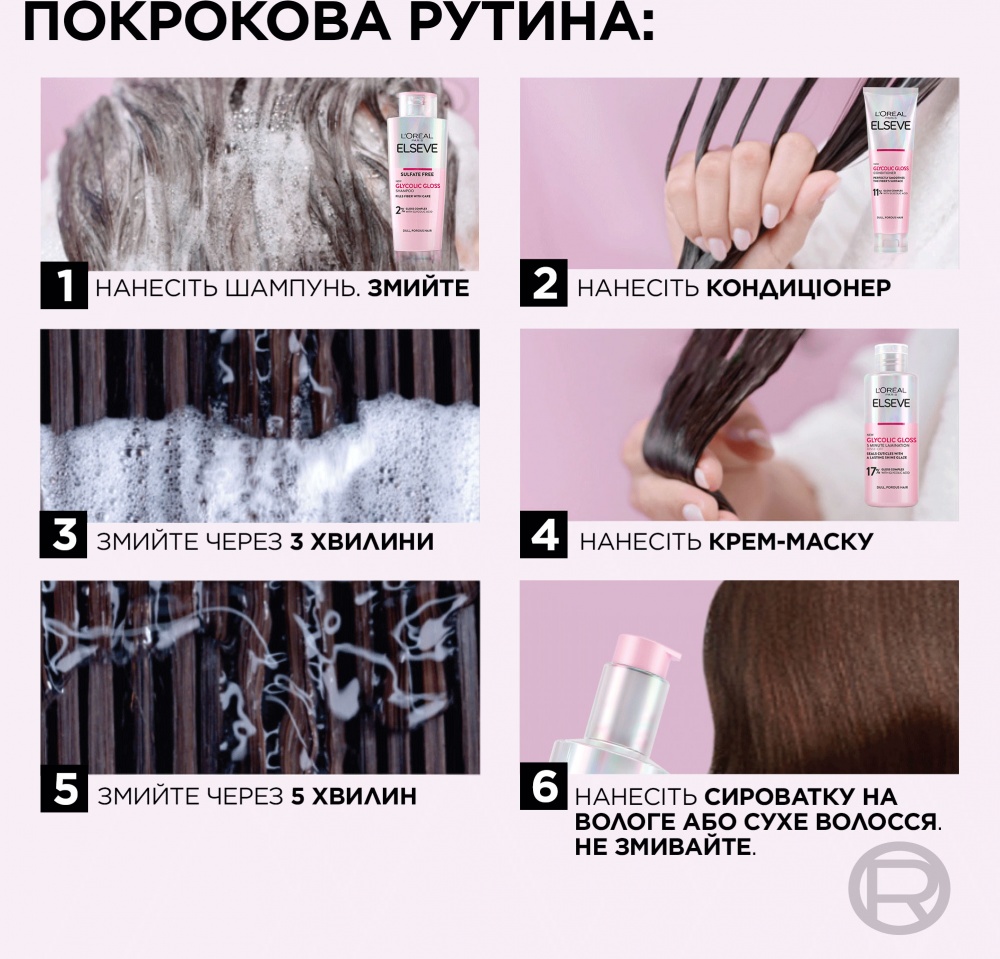Сыворотка Elseve Glycolic Gloss Glycolic Gloss для придания блеска и смягчения волос 150 мл