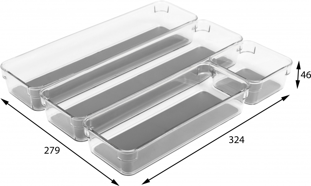 Органайзер Flamberg органайзер для шухляд з 4 частин прозорий 4PCS SET Non-slip Drawer box