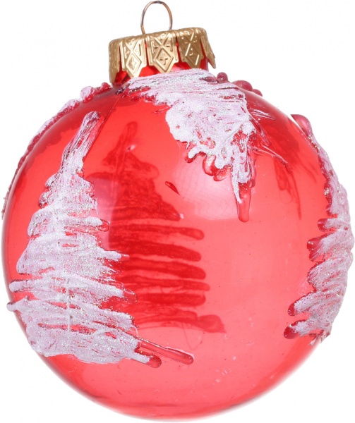 Шар новогодний с лепными элементами d 80 мм красный