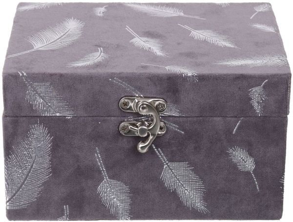 Сундук для украшений Листья 16х12х9 см серый с серебристым
