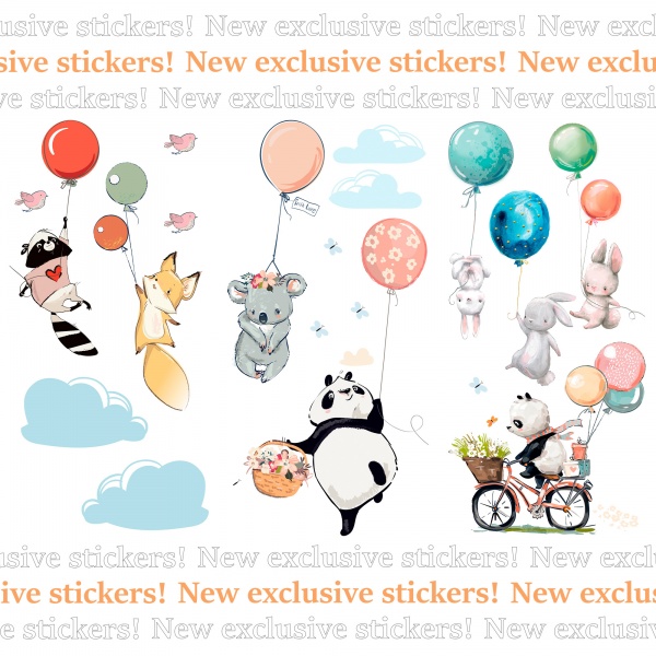 Стікери-патерни Lipastick Тварини з кульками 120х80 см 1508215