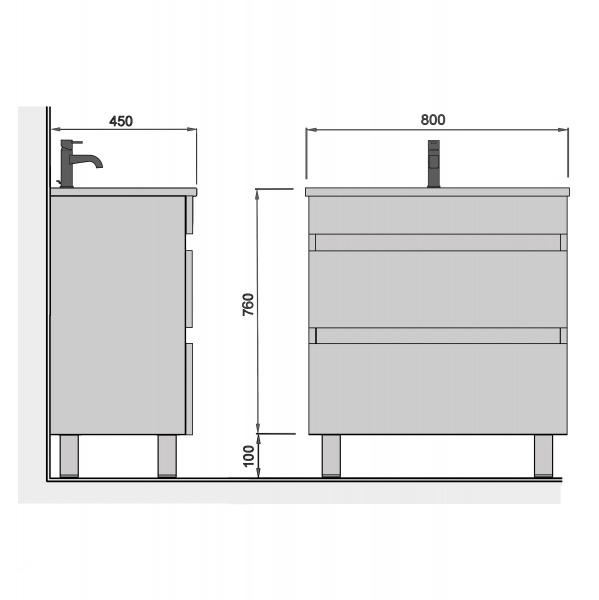 Тумба Мойдодир Soft White 80 з умивальником Cosmopolitan 80 підлогова