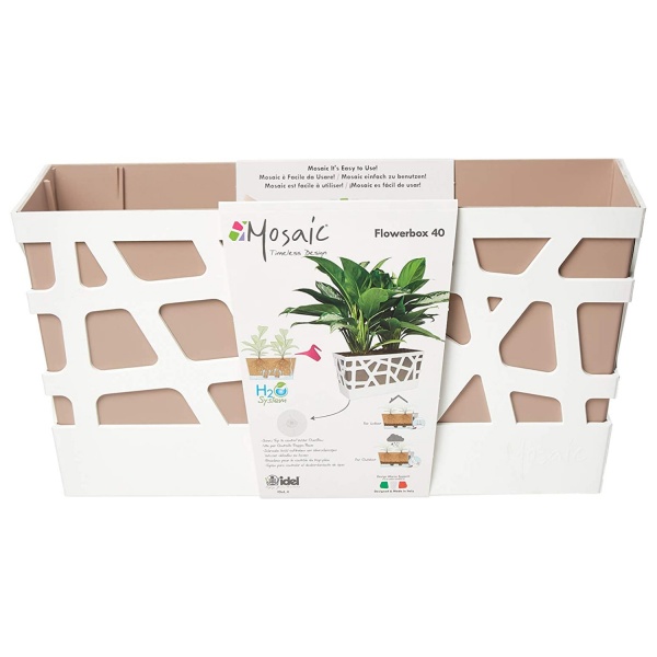 Вазон пластиковый Idel Flowerbox 40 см прямоугольный 9,4 л коричневый/белый (730027) 