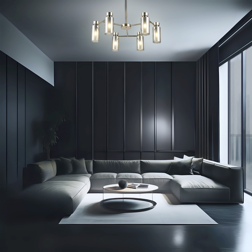 Люстра Miorro Leone металл/стекло 6x40 Вт E14 никель 51-311-076