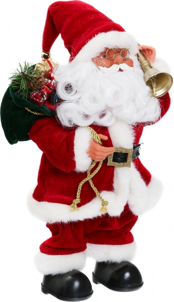 Декоративна фігура Дід Мороз із дзвіночком червоний 36 см 