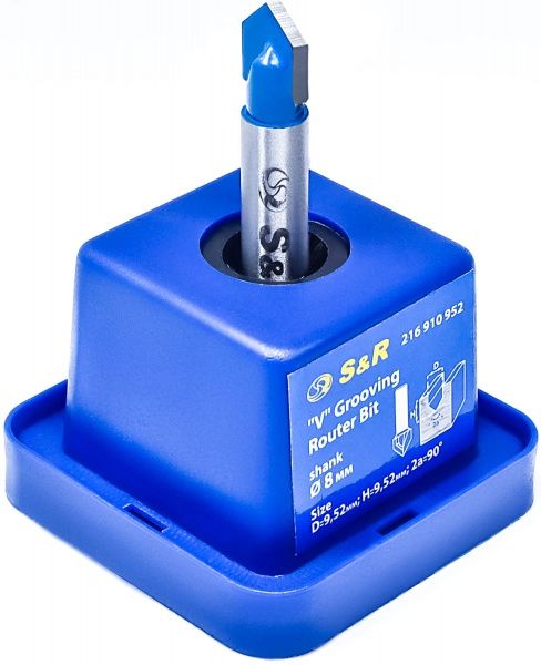 Фреза пазовая V-образная S&R 9,52х9,52 мм 90° хвостовик 8 мм 216910952