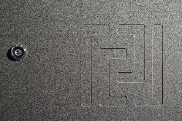 Двері вхідні Міністерство дверей КУ-Орнамент мармур темний 2050х860 мм праві