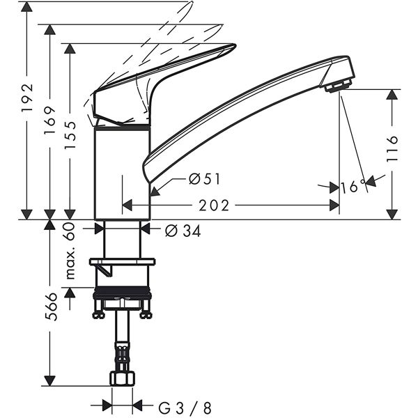 Смеситель для кухни Hansgrohe MySport S 13860000