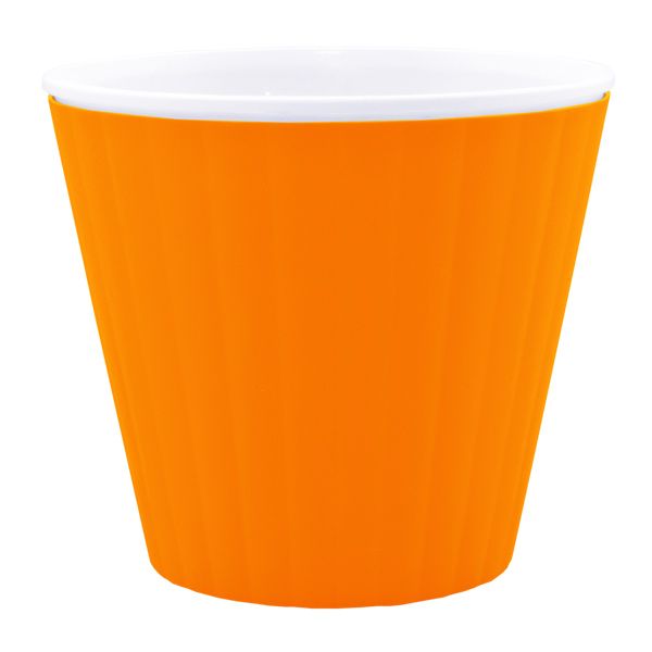 Горшок пластиковый Алеана Ибис круглый 1,6л оранжевый с белым (114034) 