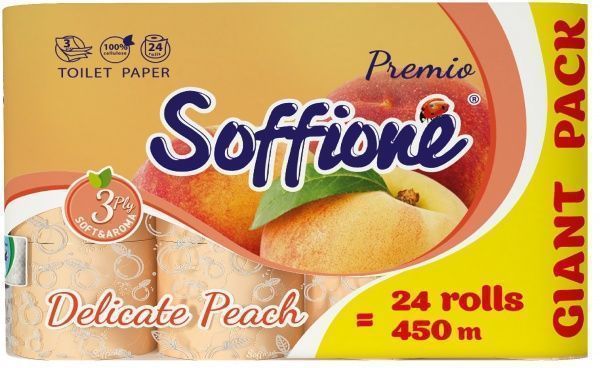 Туалетная бумага Soffione Premio Delicate Персик трехслойная 24 шт.
