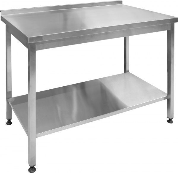 Стол производственный с полкой и бортом Tehma 1000x600x850 мм нержавеющая сталь