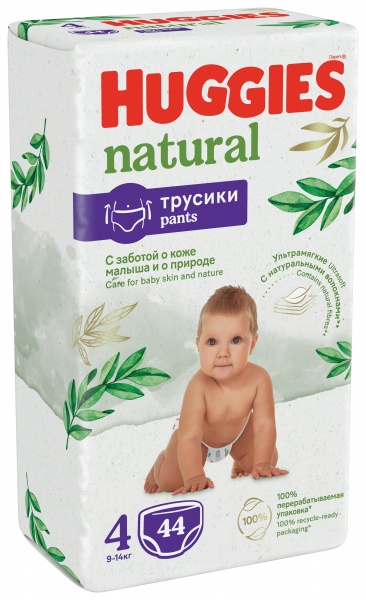 Подгузники-трусики Huggies Natural (4) 9-14 кг 44 шт.