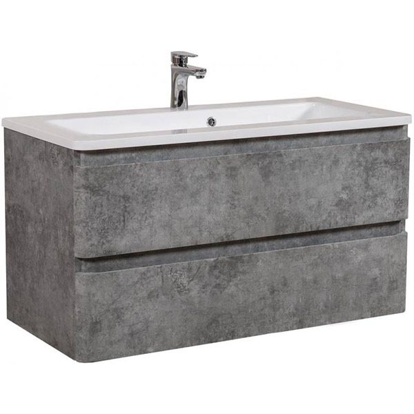 Тумба підвісна Aqua Rodos Акцент серый мрамор с умывальником Альфа 100