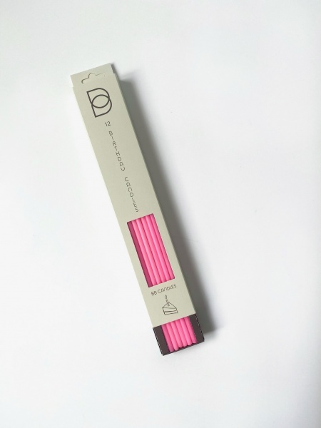 Свічки для торта BB CANDLES neon pink 25 см 12 шт.