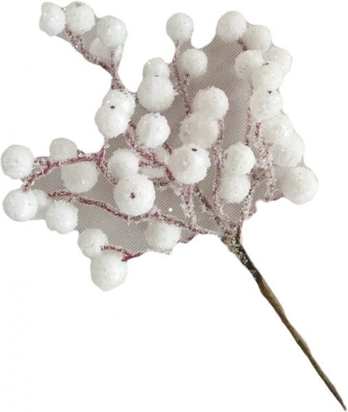 Декорація новорічна Гілка з білими ягодами 28 см EPI-RS1Z2236L 