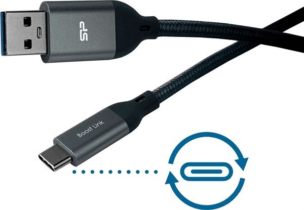 Кабель Silicon Power USB Type-A – USB Type-C 1 м чорний (LK30 Black/Nylon) 