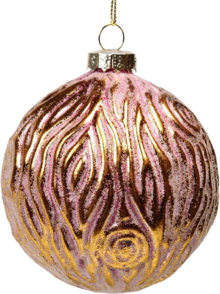 Шар новогодний в ассортименте 80 мм розовый с золотым EE21016