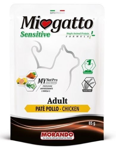 Консерва Morando MioGatto Sensitive монопротеїнова беззернова для котів (курка) 85 г