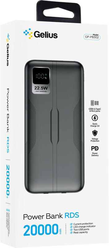 Повербанк Gelius RDS GP-PB302 20000 mAh black (00000099032)