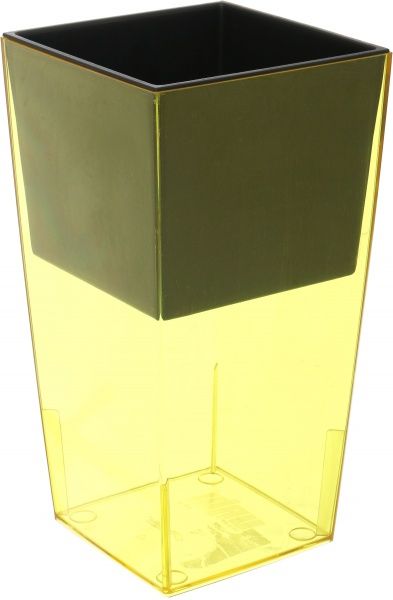 Горшок пластиковый Prosperplast Urbi square P 2 в 1 квадратный 4л прозрачный желтый (70005-6) 