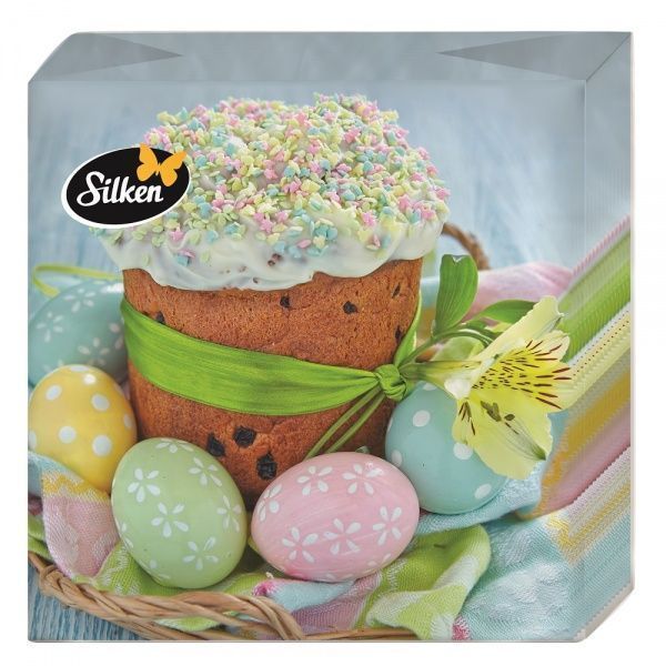 Серветки столові Silken Пасхальний куліч 33х33 см кольорові 16 шт.