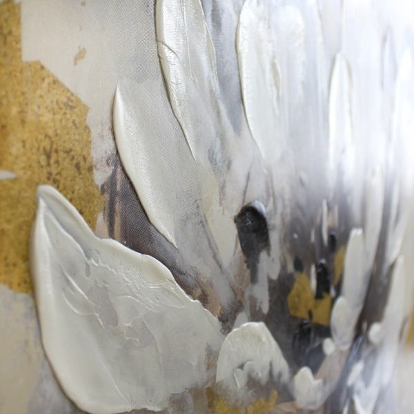 Репродукция на холсте Золотой лотос 80x80 см 