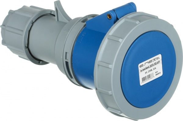 Розетка силовая переносная с заземлением E.NEXT e.socket.223.32.67 серый с синим i082016