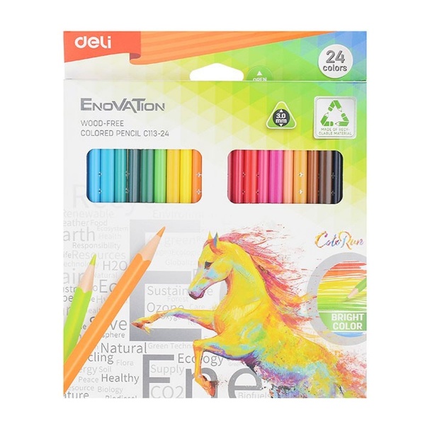Олівці кольорові Enovation 24 кольори EC113-24 Deli
