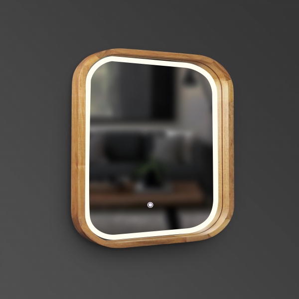 Зеркало со встроенной подсветкой Luxury Wood Balance SLIM LED ясень темный 650x650 мм 