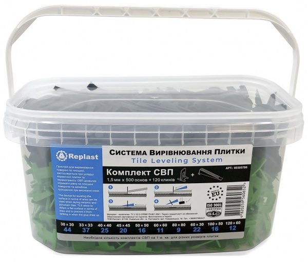 Набор СВП Replast 500 основ + 120 клинов 1,5 мм 620 шт./уп (CL 154150)