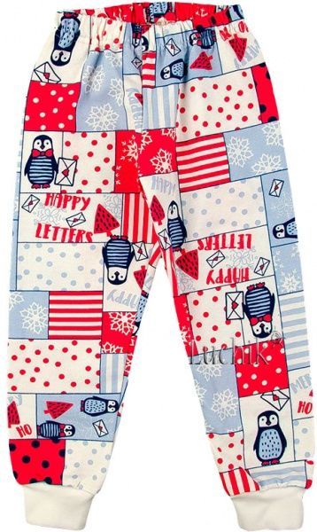 Піжама дитяча Фламінго з начосом Пінгвіни р.134 молочний із синім 329-310-10 