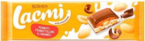 Шоколад Roshen Lacmi молочный с арахисом и карамельно-арахисовой начинкой 295 г