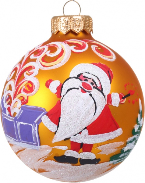 Шар новогодний зимняя сказка ручной работы стеклянный d 80 мм разноцветный