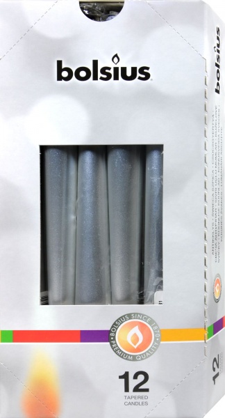 Свічка конусна 245/24 срібло Bolsius