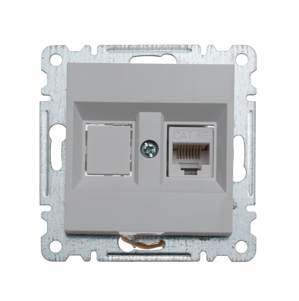 Механизм розетки компьютерная двойная Makel Karea PC 1-на RG-45 САТ 5e+гнездо IP20 белый 57001035