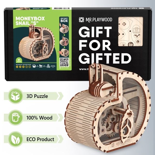 Дерев'яний 3D-конструктор Mr.Playwood Равлик-скарбничка 10602