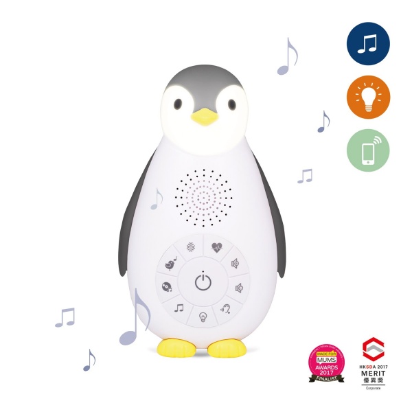 Мини-мобиль для коляски Zazu ночник и музыкальный бокс с авто отключением серый пингвин