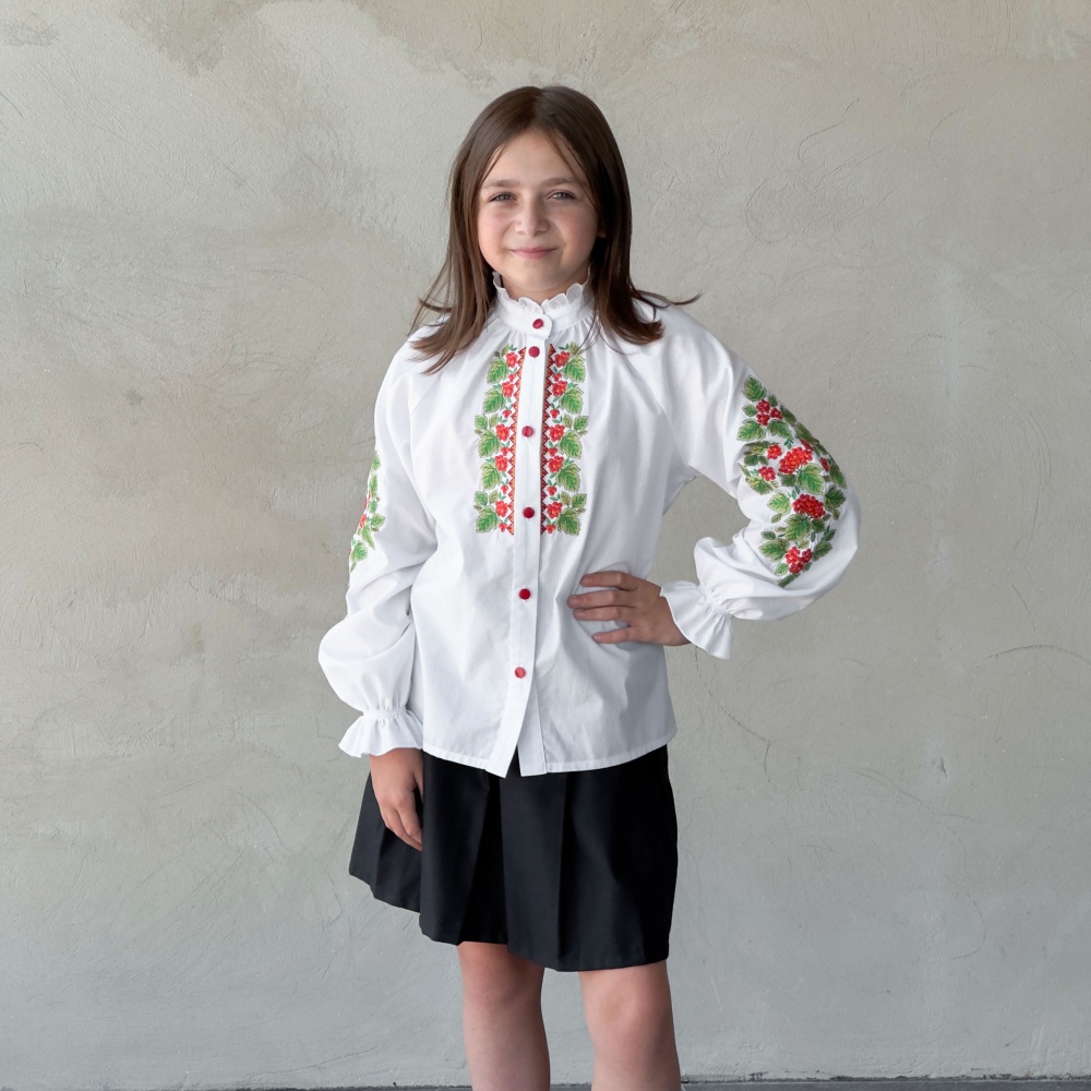 Вышиванка для девочек Эдельвика Калина р.104 белый 262-25/09