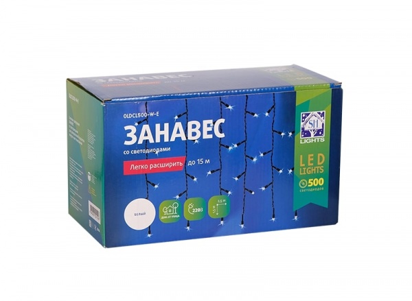 Электрогирлянда-штора Джаз Лайт OLDCL500-W-E встроенный светодиод (LED) 500 ламп 2,5 м 