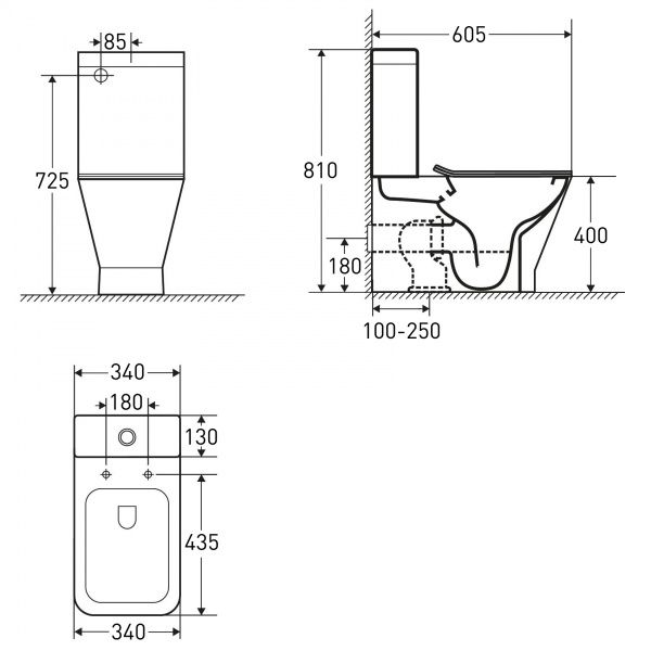 Унітаз-компакт VOLLE Leon Rey Rimless із сидiнням Slim Soft-close 13-11-858