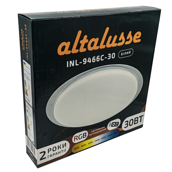 Світильник світлодіодний Altalusse пульт ДК 30 Вт білий 3000-6500/RGB К INL-9466C-30 White 