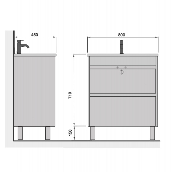 Тумба Мойдодыр с умывальником Cosmo 80