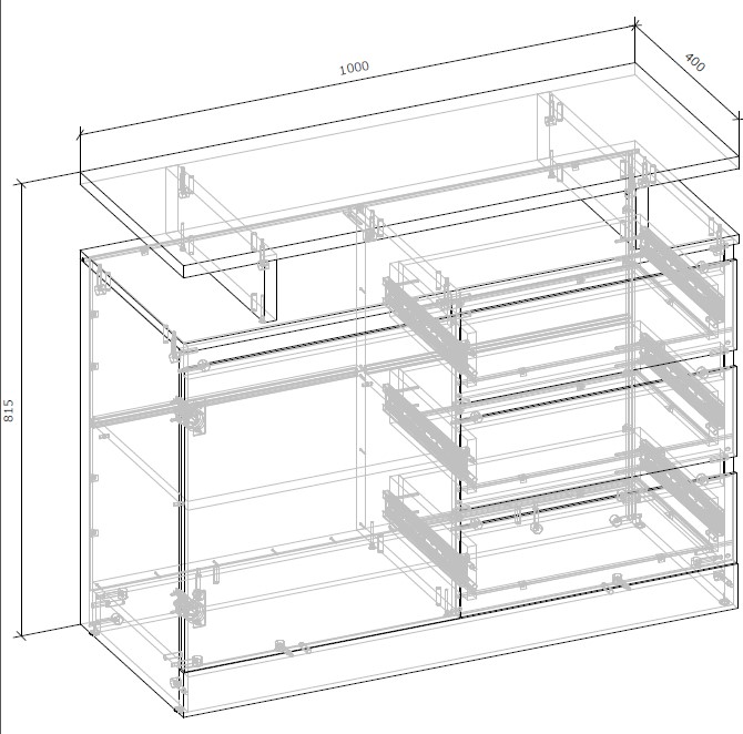 Комод Грейд Concord №3 1д3ш 1000x815x400 мм дуб крафт золотой/нимфея альба