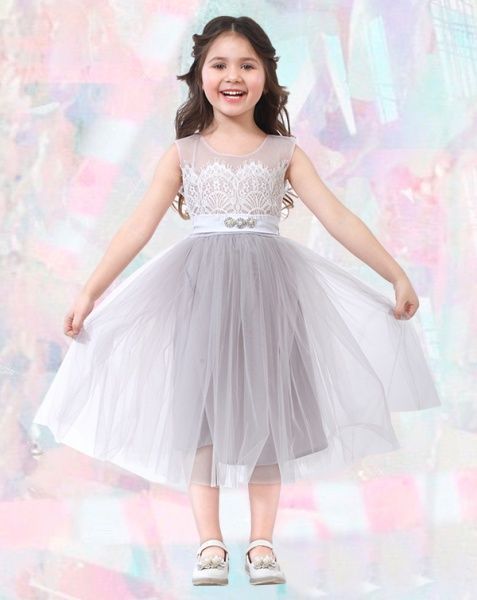 Платье PURPURINO р.98 бело-серый 8004/98 