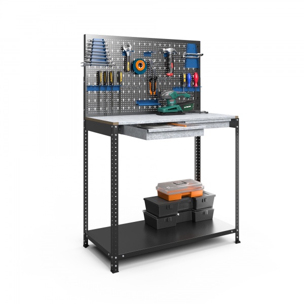 Стеллаж-верстак Меткас антрацит 1500x1000x500 мм металл краска 